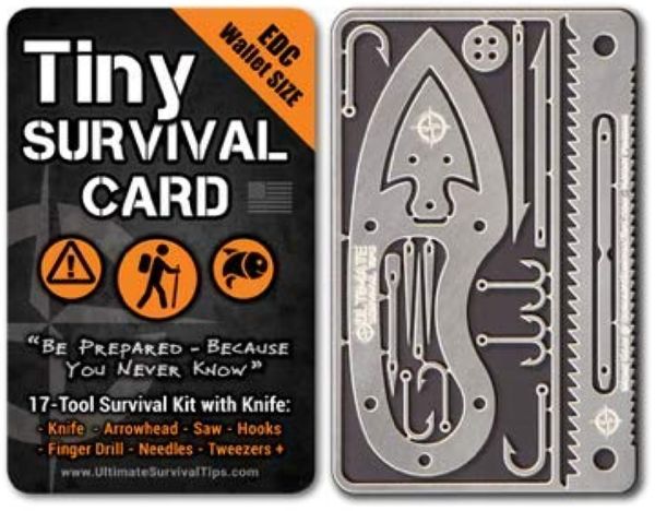 Tiny Survival Card: Original - Made in USA - 17-Tool Survival Kit with Knife That Fits in Your Wallet - Ultimate EDC, Multitool Card for Your Wallet - Great Gift!
