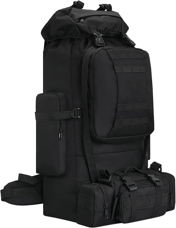 100L Camping Hiking Backpack,Molle military Tactical rucksack backpack,Waterproof Lightweight Hiking Backpack (Black-C)