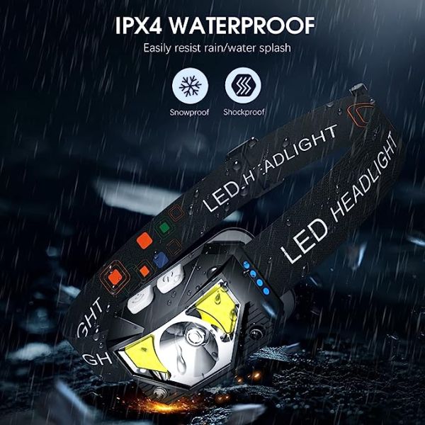 LHKNL Headlamp Flashlight, 1200 Lumen Ultra-Light Bright LED Rechargeable Headlight with White Red Light, 2-Pack Waterproof Motion Sensor Head Lamp,8 Modes for Outdoor Camping Running Cycling Fishing