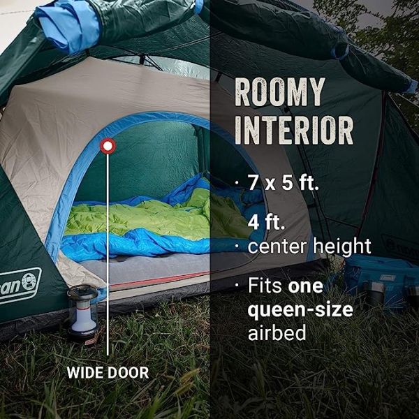 Coleman Skydome Camping Tent with Full-Fly Weather Vestibule, 2/4/6 Person Weatherproof Tent with Rainfly, Carry Bag, Storage Pockets, and Ventilation, Sets Up in 5 Minutes